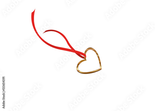 Pendant in the shape of a heart. Golden necklace. Gift