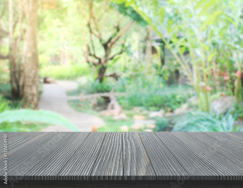 Table Top And Blur Nature Of Background