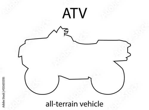 Outline silhouette of ATV. Vector isolated object. Design element.