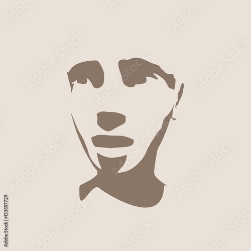 Human head silhouette. Face front view. Elegant silhouette of part of human face. Vector Illustration