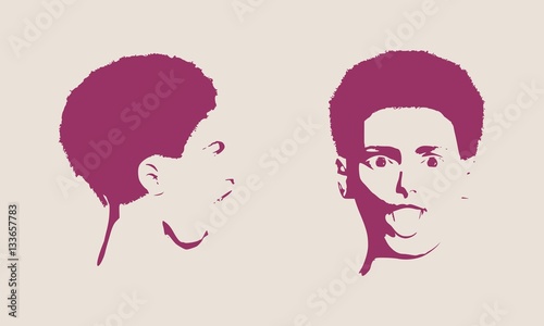 Human emotions expression vector illustration. Isolated avatar of the expressions face. Emotional head illustration. Shout of despair. Face profile and front views