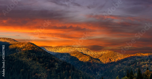 Wonderful nature landscape. majestic sky over the mountain in morning