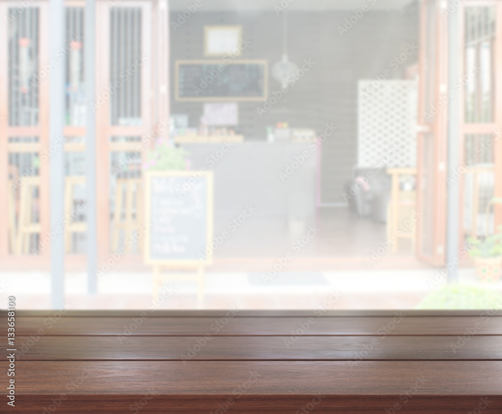 Table Top And Blur Restaurant Of Background