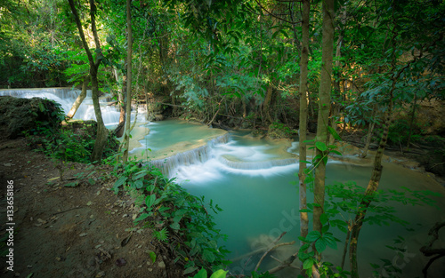 Huay Mae Kamin Waterfall in the forest 