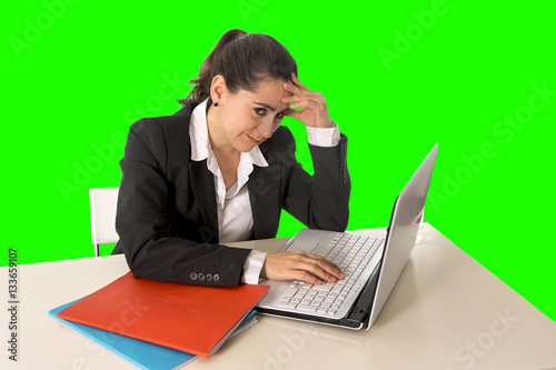 Wallpaper Mural businesswoman wearing business suit working on laptop computer green chroma key Torontodigital.ca