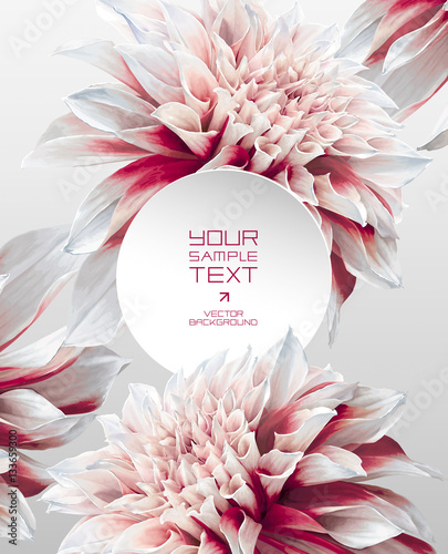 Dahlia futuristic background with round paper label