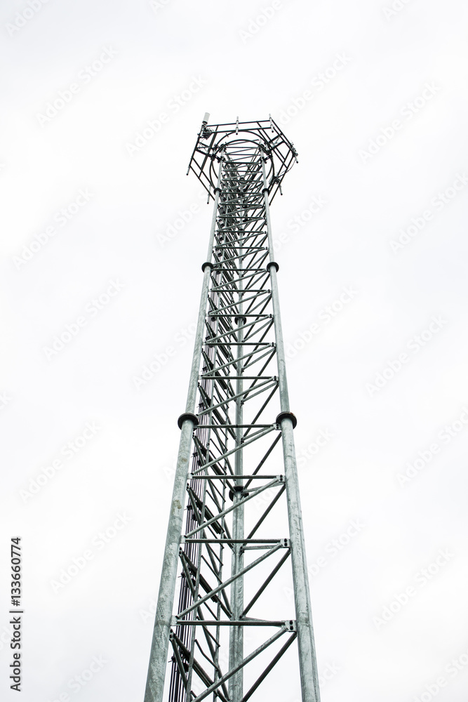 Telecom tower on white background close up. Telecom tower on white background close up.