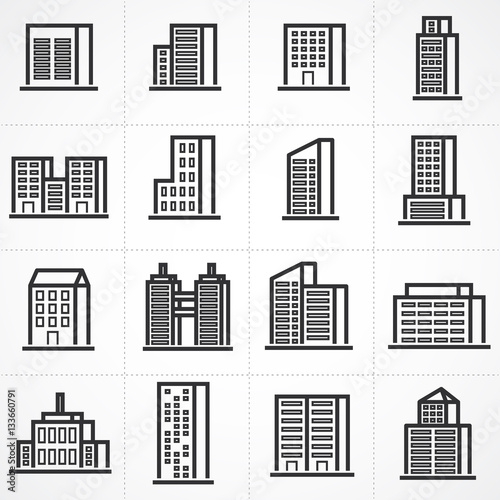 Vector town and building icon set