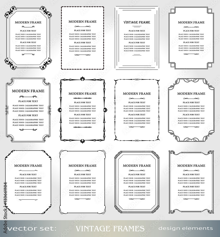 Vector Vintage frames and borders set, Victorian book covers 