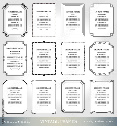 Vector Vintage frames and borders set, Victorian book covers 