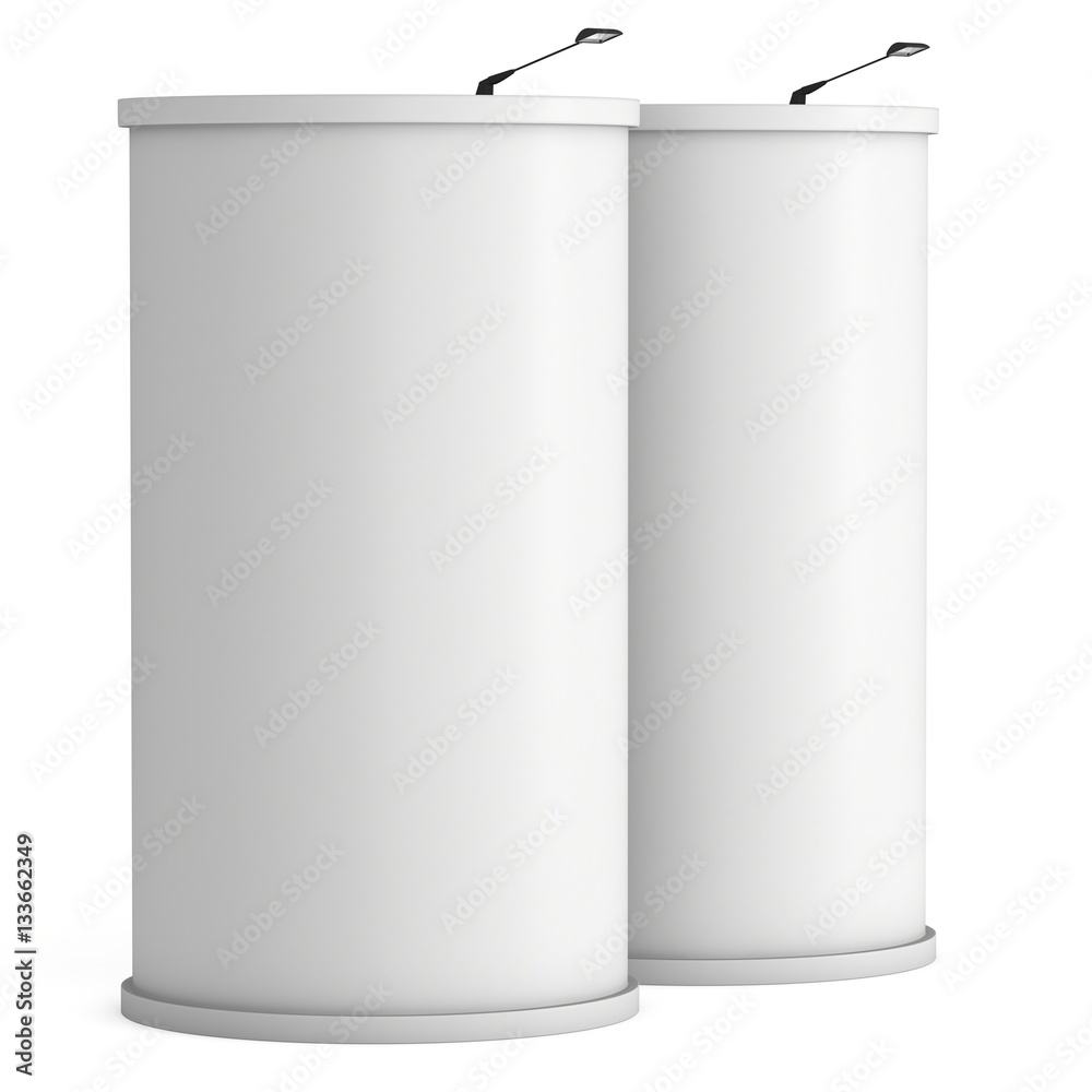 Trade show booth column white and blank. 3d render isolated on white background. High Resolution Template for your design. Trade show booth column white and blank. 3d render isolated on white background. High Resolution Template for your design.