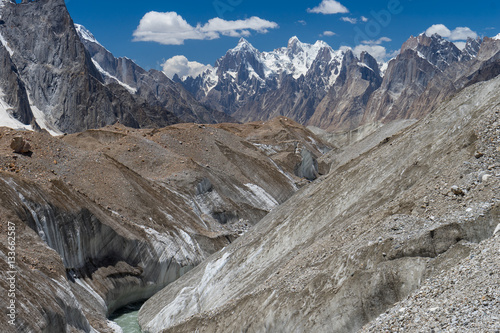 Creavase of Baltoro clacier with Paiju peak background, K2 trek, photo