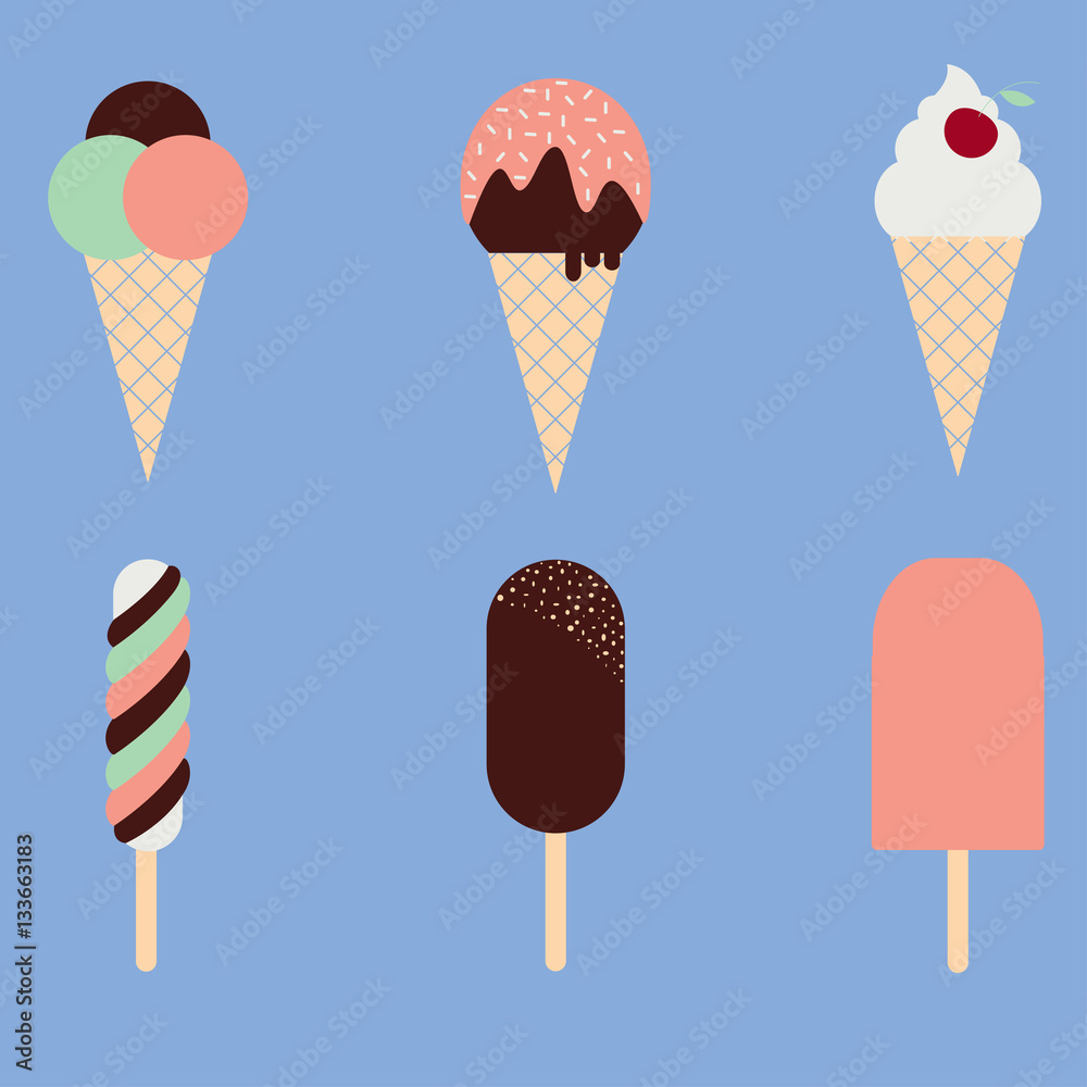 set of ice cream set of ice cream