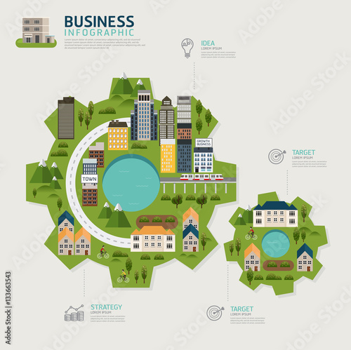 Infographic business gear shape template design.business success concept vector illustration. Business concept.