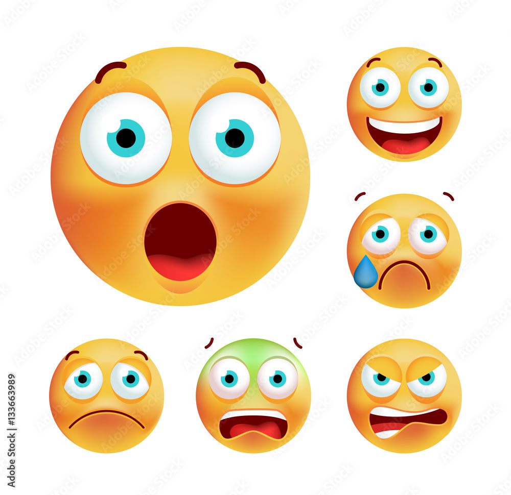 Set of Cute Emoticons on White Background. Isolated Vector Illustration Set of Cute Emoticons on White Background. Isolated Vector Illustration