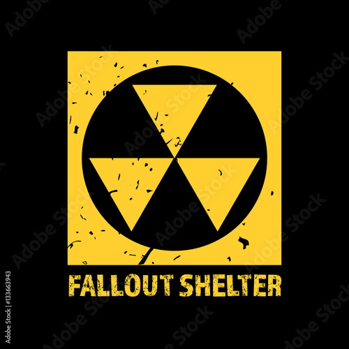 Fallout Shelter. Vintage Nuclear Symbol. Radioactive Zone Sign. Vector Illustration