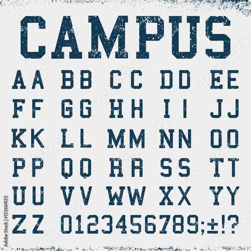 College font alphabet