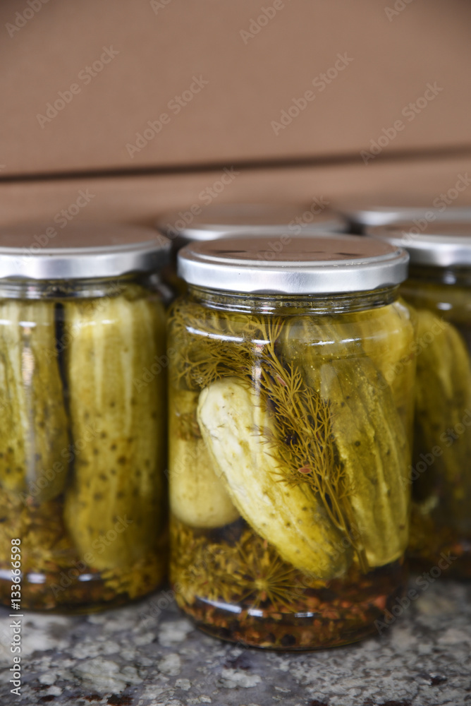 Whole dill pickled gherkins in jars Whole dill pickled gherkins in jars