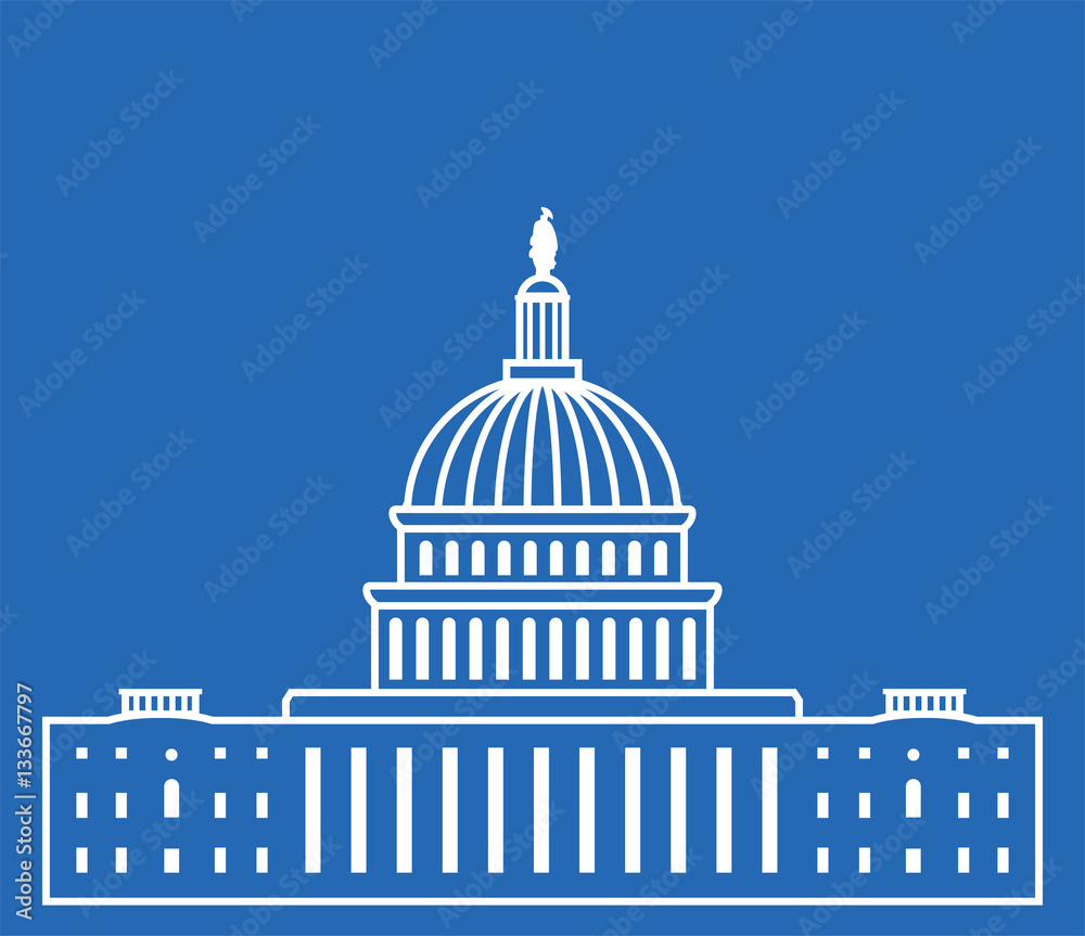vector icon of united states capitol hill building