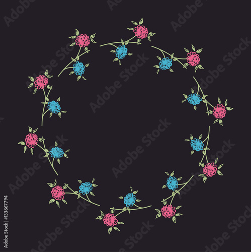 Vector floral background. Flower round frame.