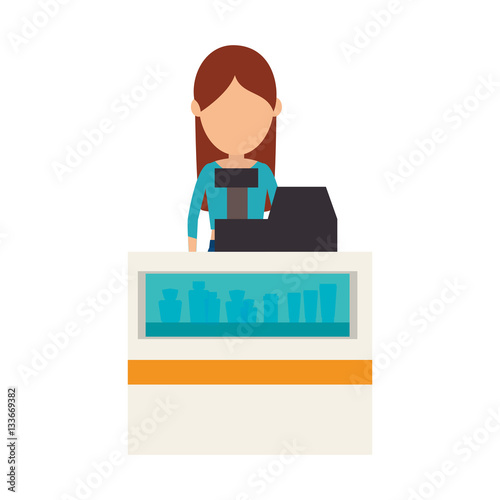 supermarket cashier avatar icon vector illustration design