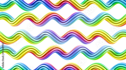 Colorful wavy curves on whi...