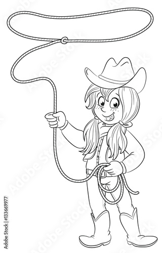 Vektor Illustration eines kleinen Cowgirls