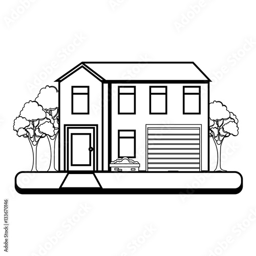 exterior cute building icon vector illustration design