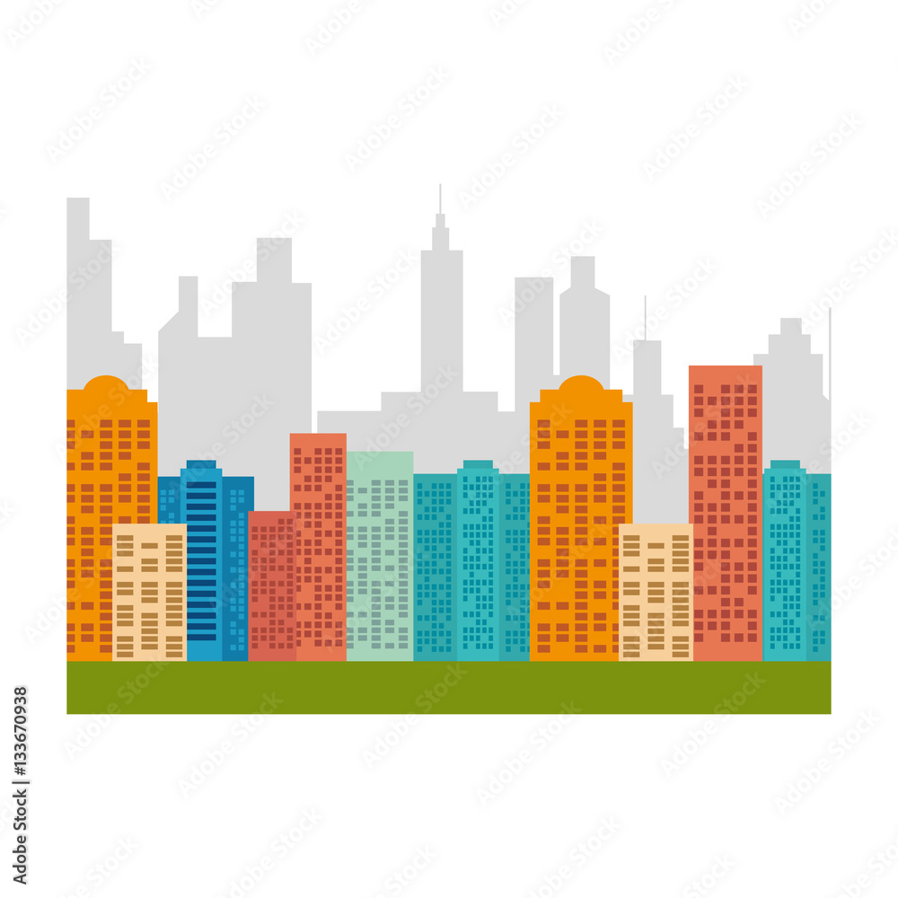cityscape buildings skyline icon vector illustration design