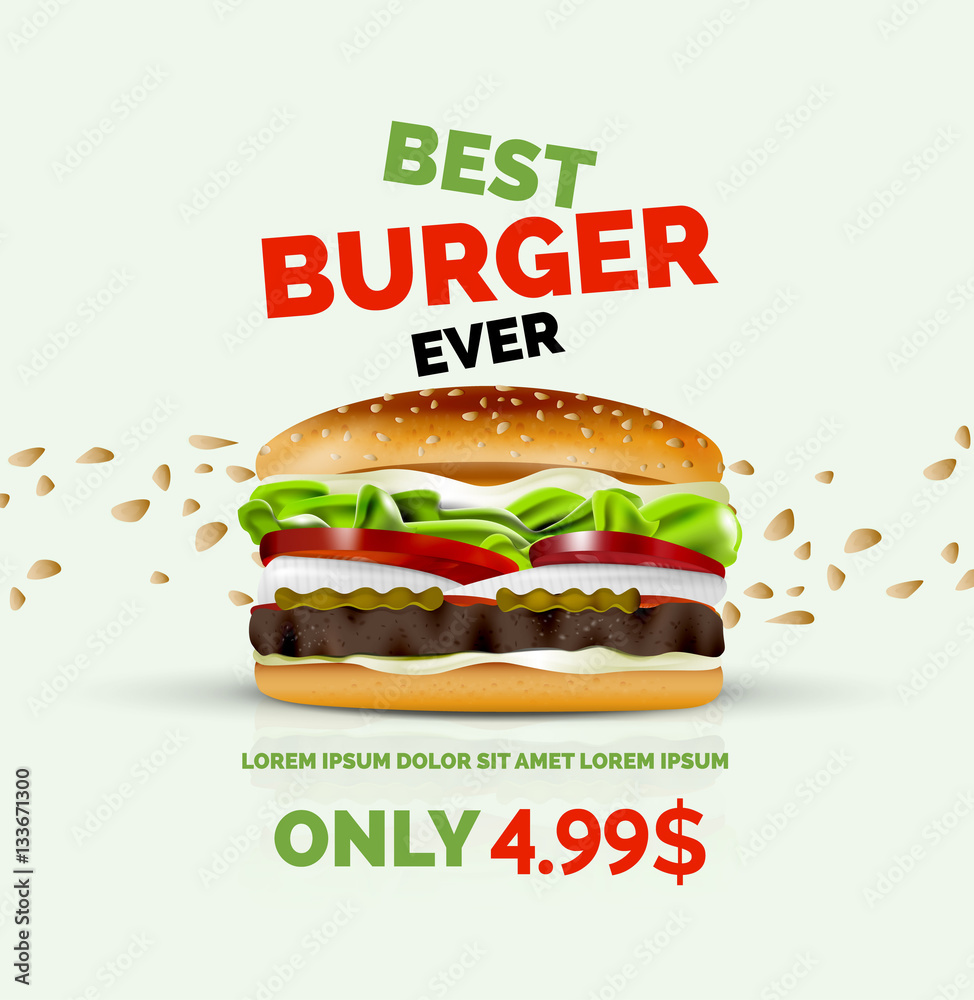 Vector premium burger ad template Vector premium burger ad template