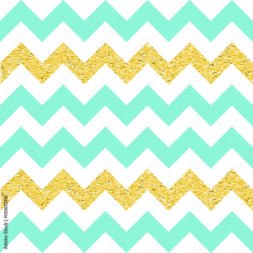 Retro light mint chevron background with golden glitter effect. Vector  illustration. Stock Vector | Adobe Stock