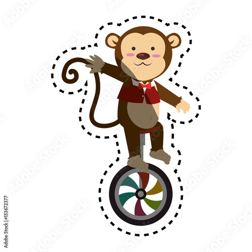 cute monkey circus animal vector illustration design