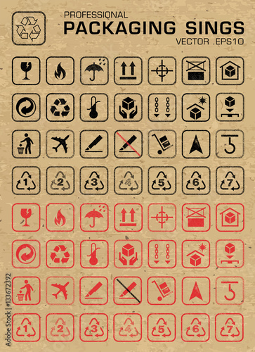 Vector Packaging Grunge Icons Set