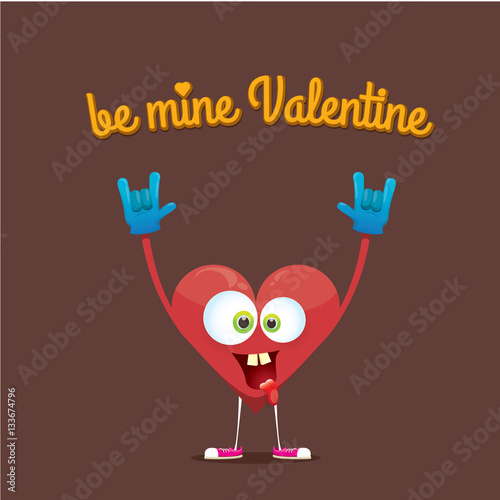 vector valentines day card with cartoon heart