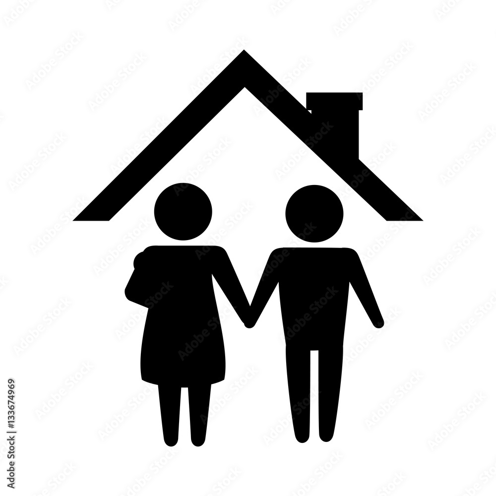 happy family members silhouette vector illustration design