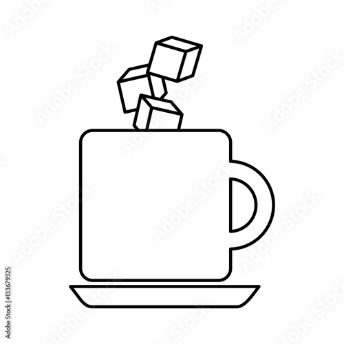 coffee with cubes sugar vector illustration design