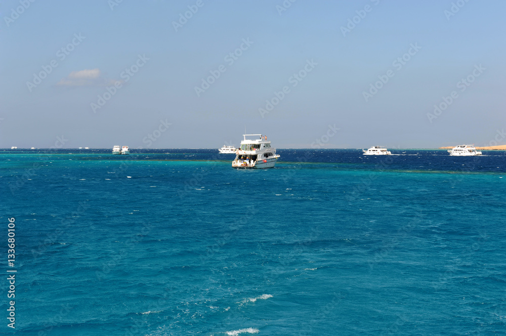  Sailboats near island Al-Mahmya with tourists.