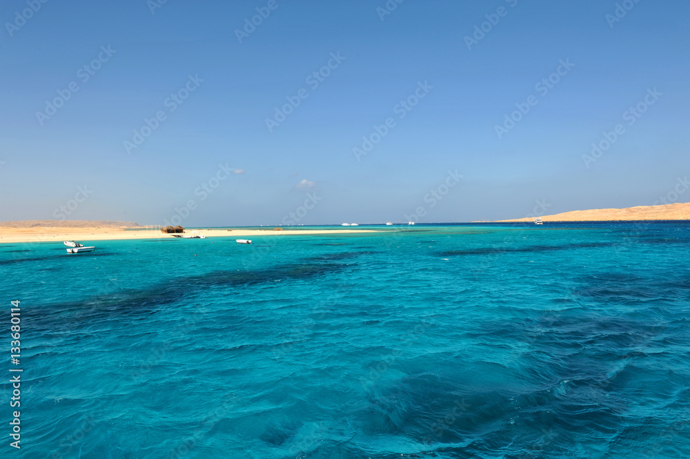 Naklejka premium National Park with paradise beach and big tourist attraction of Egypt.