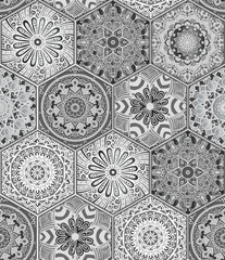 Keuken achterwand Portugese tegeltjes patronen Oosters patchwork met mandala motieven  © ame kamura