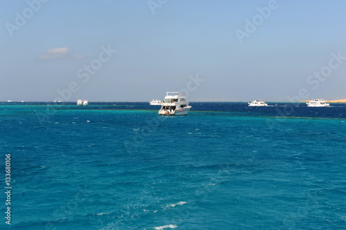  Sailboats near island Al-Mahmya with tourists. photo