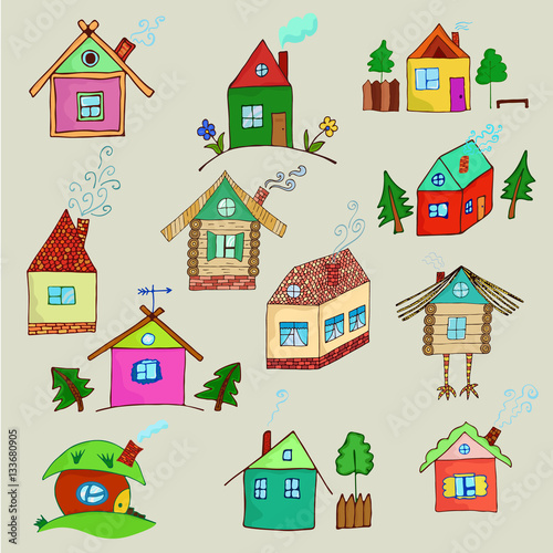 Set of cartoon houses
