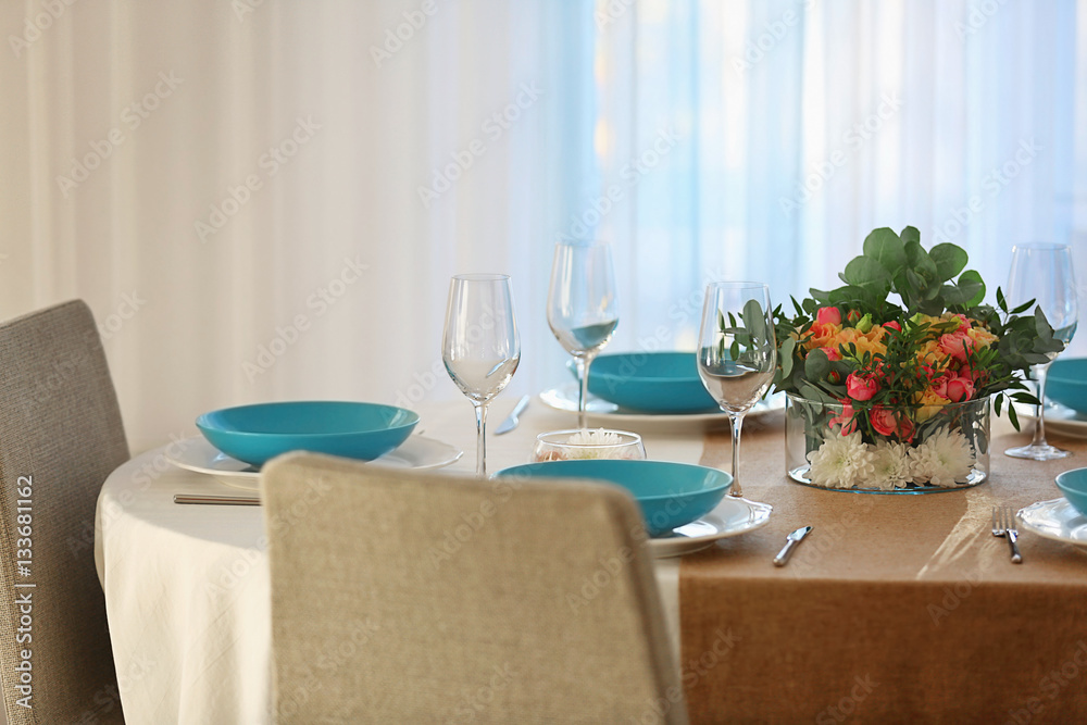 Elegant table setting with beautiful flowers Elegant table setting with beautiful flowers
