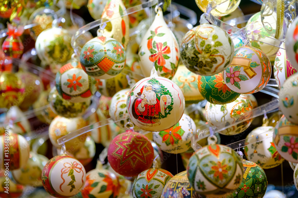 Christmas balls for sale at the fair Christmas balls for sale at the fair