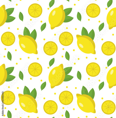 Lemon seamless pattern. Lemonade endless background, texture. Fruits background. Vector illustration