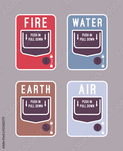 Fire, Water, Air, and Earth alarm