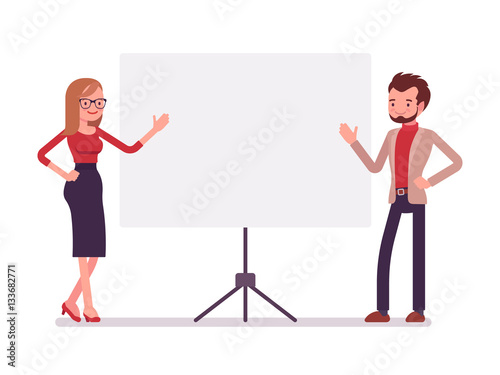 Businessman and businesswoman at the presentation