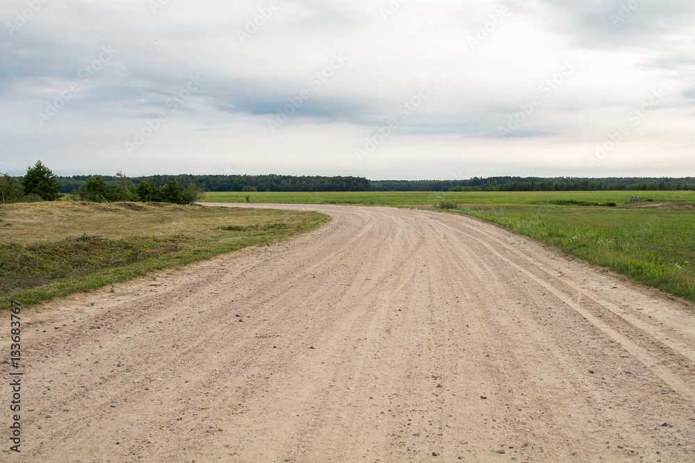 sandy road in the summer, early in the morning, sandy road in the summer, early in the morning,