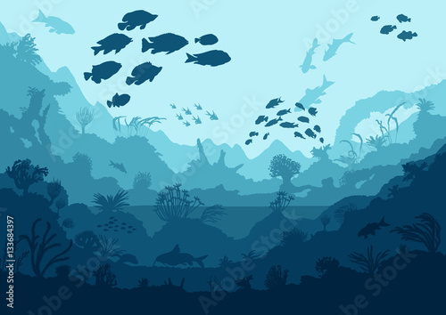 coral reef and sea creatures © mirifadapt