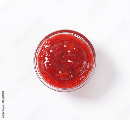 bowl of strawberry jam