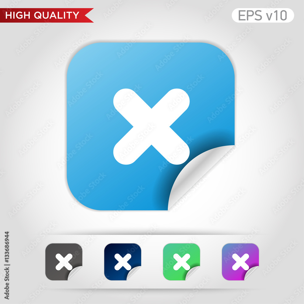 Fototapeta premium Colored icon or button of cross or delete symbol with background